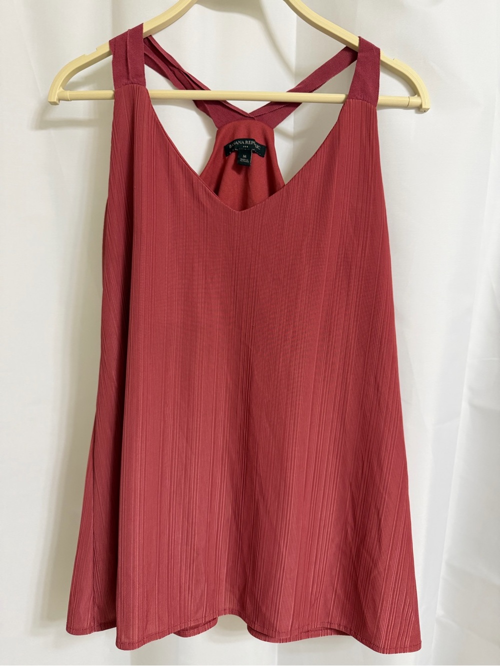 Banana Republic Rose-Red V-Neck Tank with Crossback Detail
